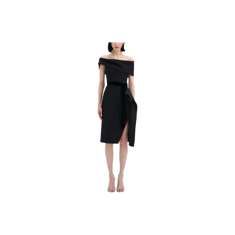 Oscar De La Renta Ribbon Detailed Off shoulder Cocktail Dress-1