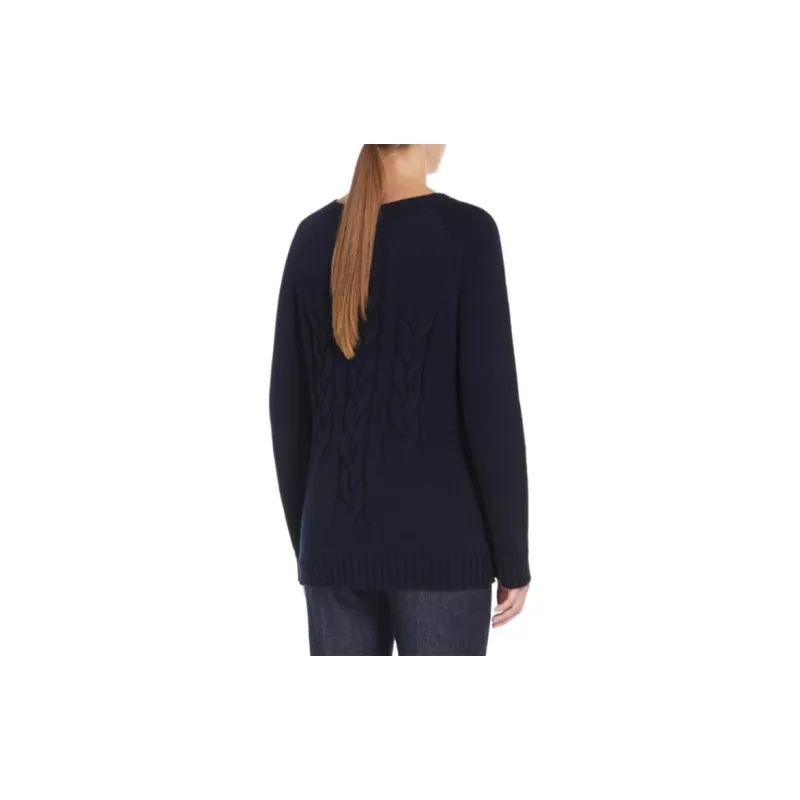 'S MAX MARA Harald Collection Cable Knit Sweater In Cotton Yarn Sweater Women's Marine Blue-3
