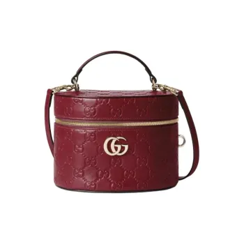 GUCCI Leather Makeup Bag Women's Red