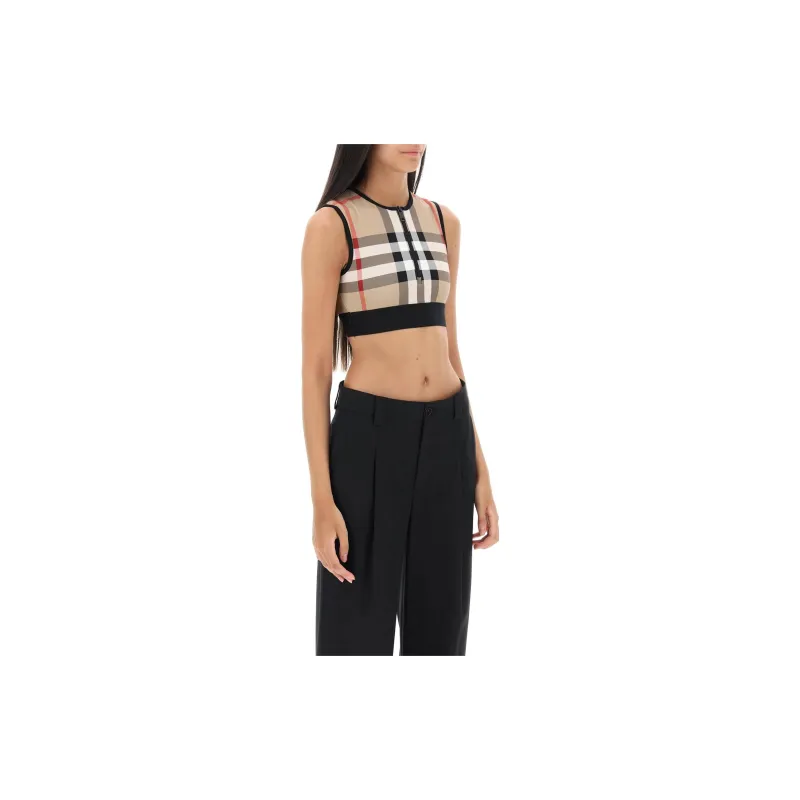 Burberry Vintage Check pattern Sleeveless Crop Top-1