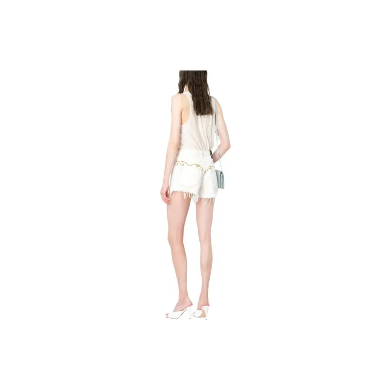 PINKO Distressed Denim Shorts-5