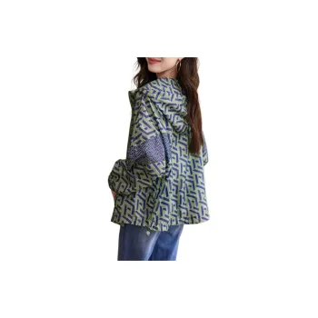 Mo Han Yi Mei Cropped Coats Women's Green