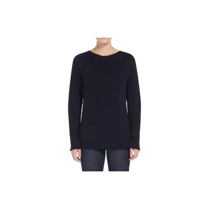 'S MAX MARA Harald Collection Cable Knit Sweater In Cotton Yarn Sweater Women's Marine Blue-2