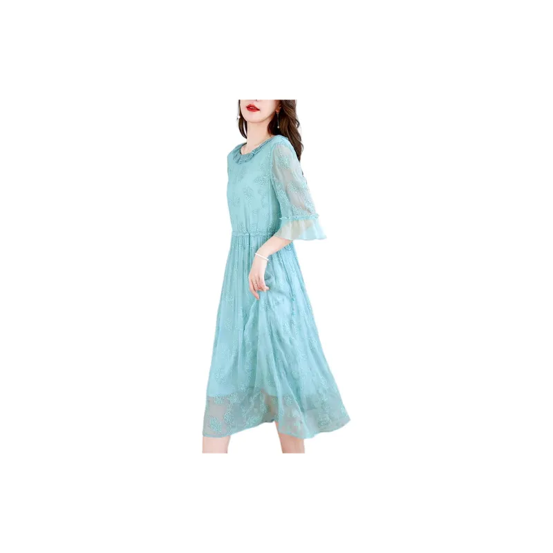 Ink Beauty Short Sleeved Dresses Women's Haze Blue-3