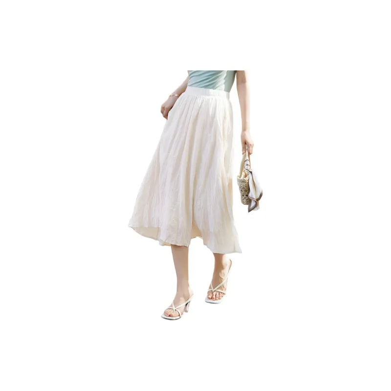 Mo Han Yi Mei Casual Long Skirt Women's Raw White-1