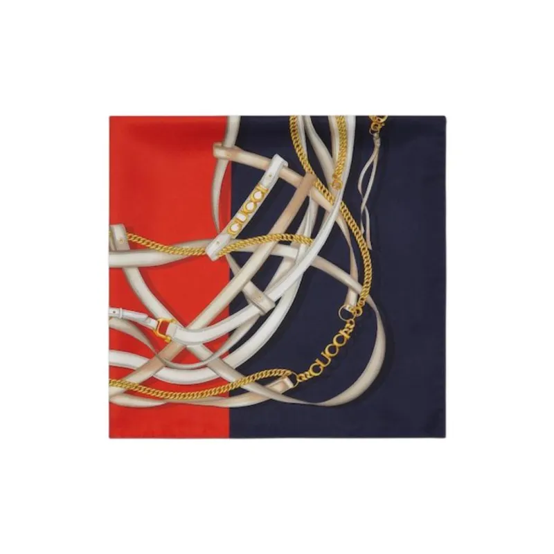 GUCCI Silk Scarves Women's Blue-1