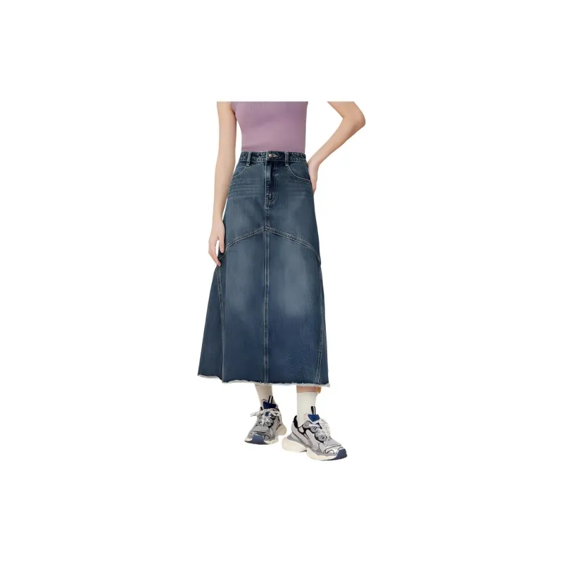 EICHITOO Denim Long Skirt Women's Denim Blue-1