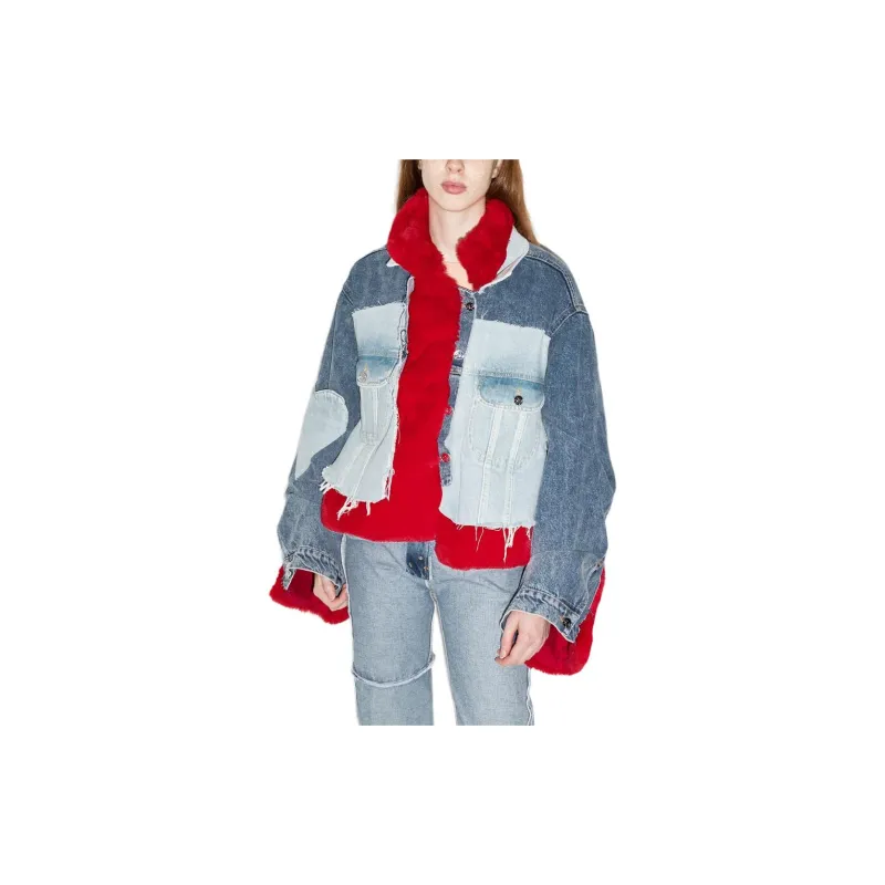 NATASHA ZINKO Faux Fur Denim Jacket-2