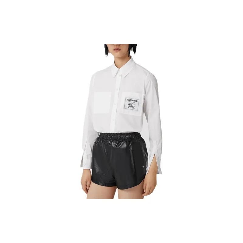 Burberry Logo Patch Shirt White-2