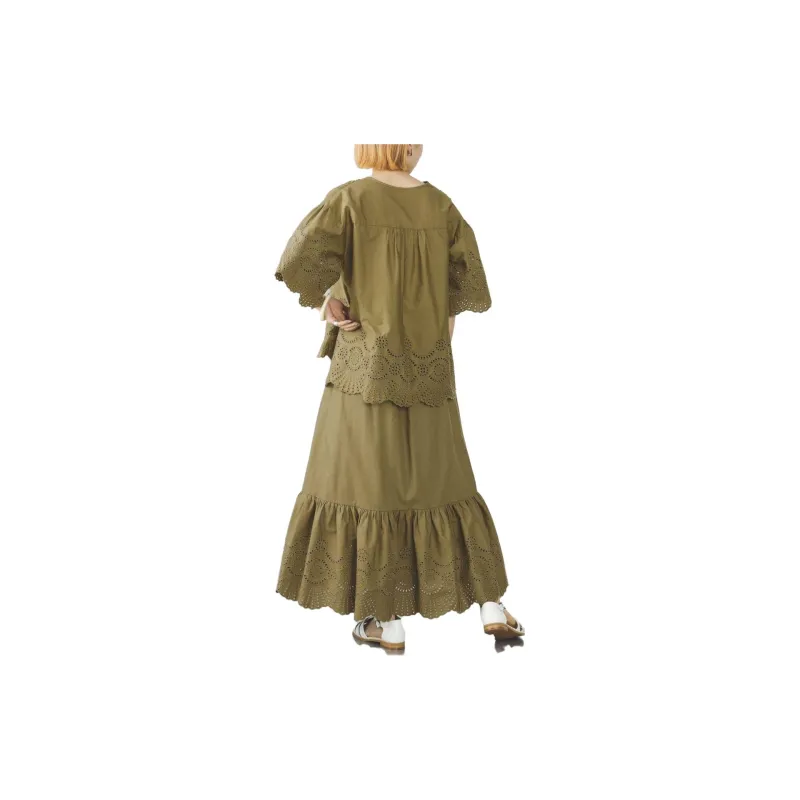 Beams Casual Long Skirts Women's Green-1