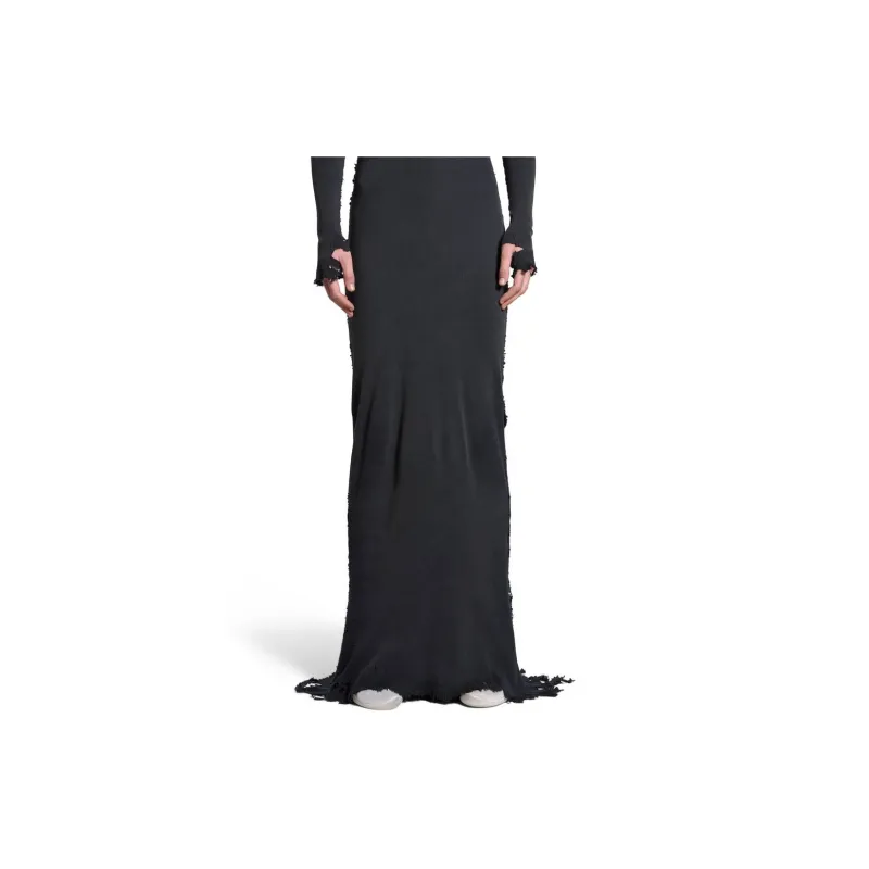Balenciaga Long Sleeve Lingery Maxi Dress 'Washed Black'-5