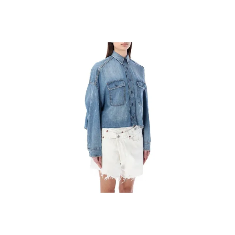 R13 Cropped Denim Shirt-3