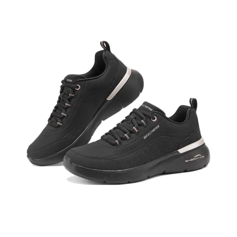 Skechers Sport Anti Slip Wear Resistant Low Top Casual Shoes Women's Black Gold-1
