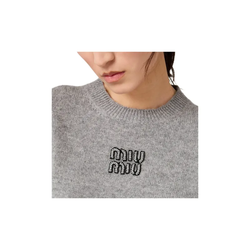 MIU MIU SS24 Cashmere Sweater Women's Gray-4