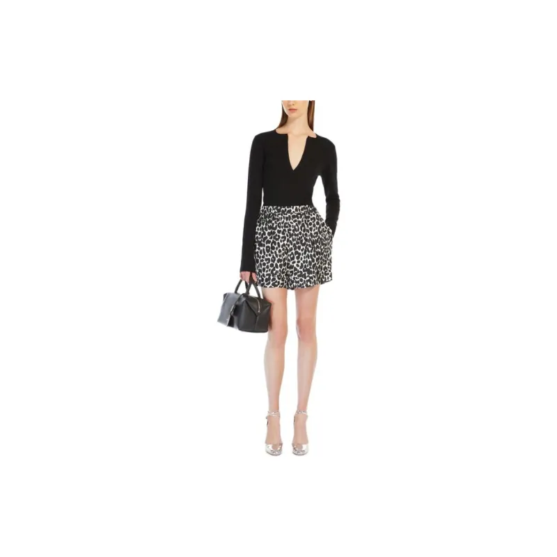MaxMara Alcool Collection Printed Silk Shorts Casual Shorts Women's Black-1