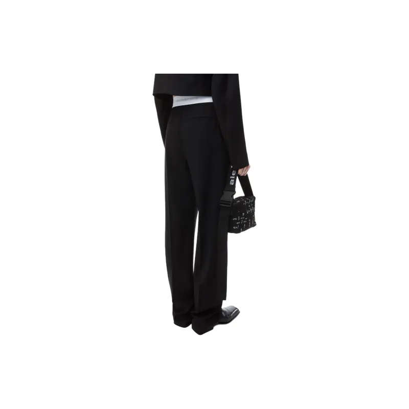 Alexander Wang High Waisted Pleated Logo Elastic Pant Black-3