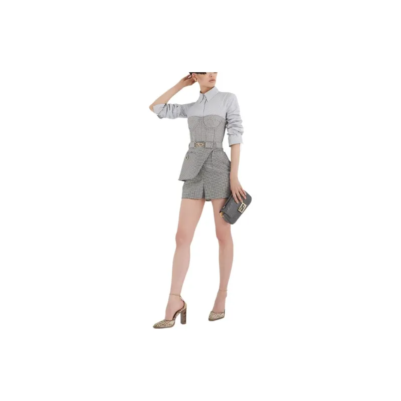 FENDI Sleeveless Dresses Women's Gray-2