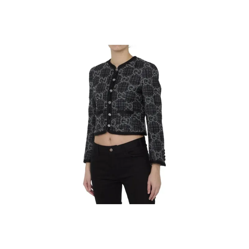 GUCCI Gg Tweed Jacket 'Dark Grey/Multicolor'-1