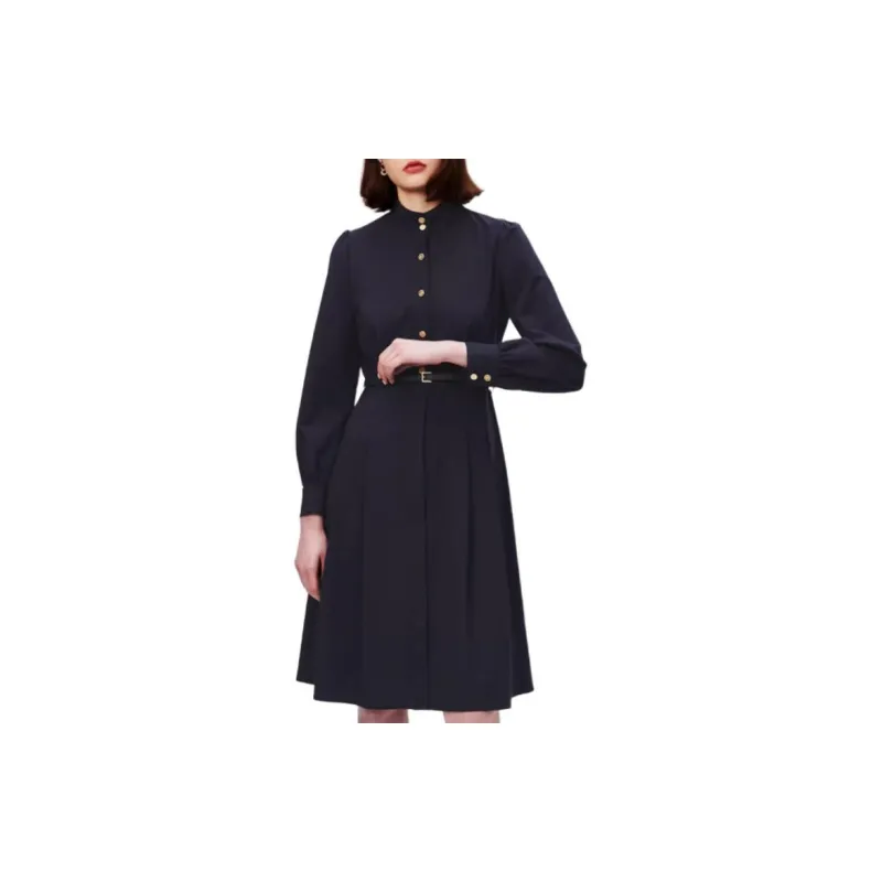 HAZZYS Long Sleeved Dress Women's Navy Blue-3