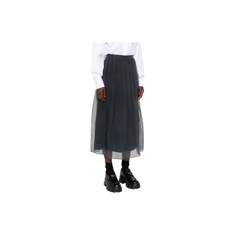 Brunello Cucinelli Organza Plated Midi Skirt-3