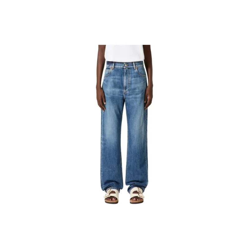 Valentino Logo Patch Straight Leg Jeans-1