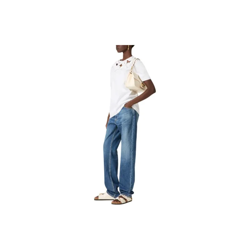 Valentino Logo Patch Straight Leg Jeans-3