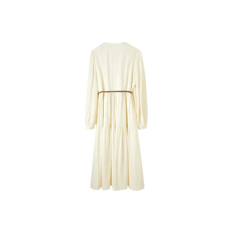 SENTUBILA Long Sleeved Dresses Women's Apricot-8