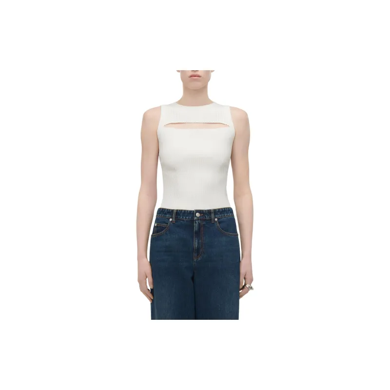 Alexander McQueen Ribbed Knit Cut Out Top-4