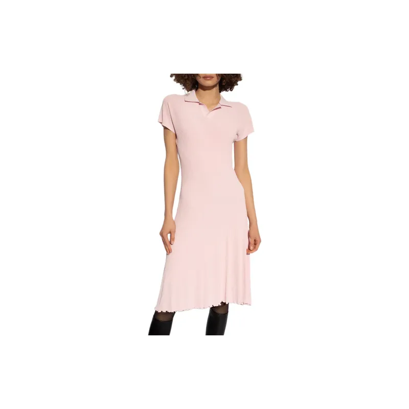 Burberry Ribbed Polo-Collar Flared Maxi Dress-1