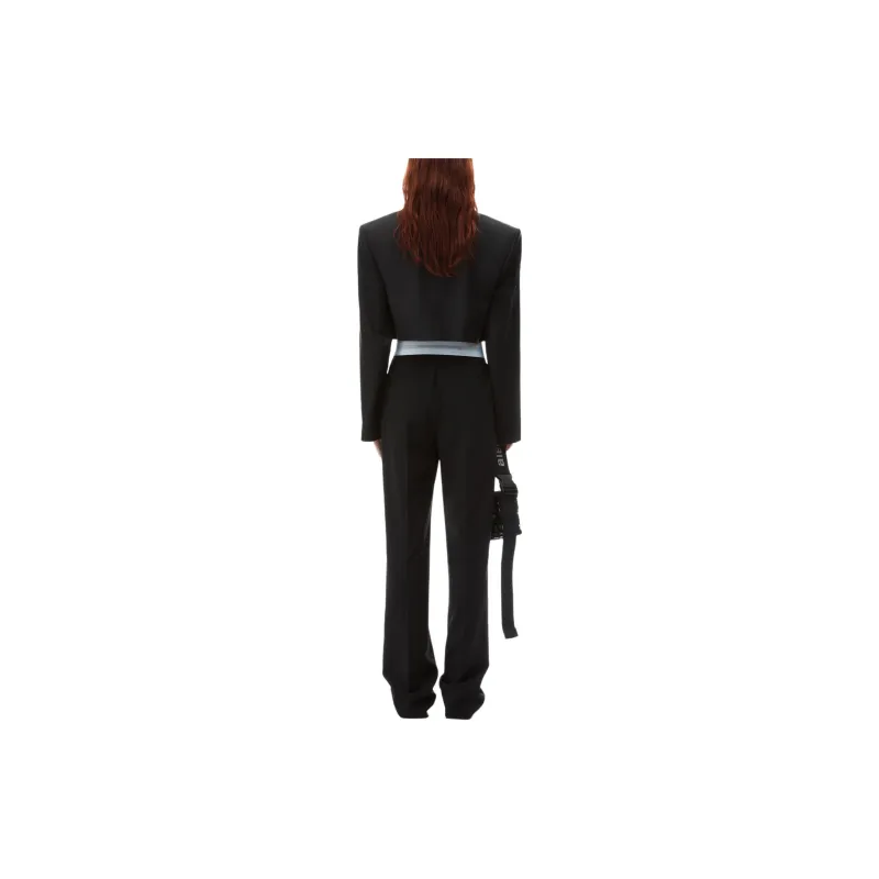 Alexander Wang High Waisted Pleated Logo Elastic Pant Black-2