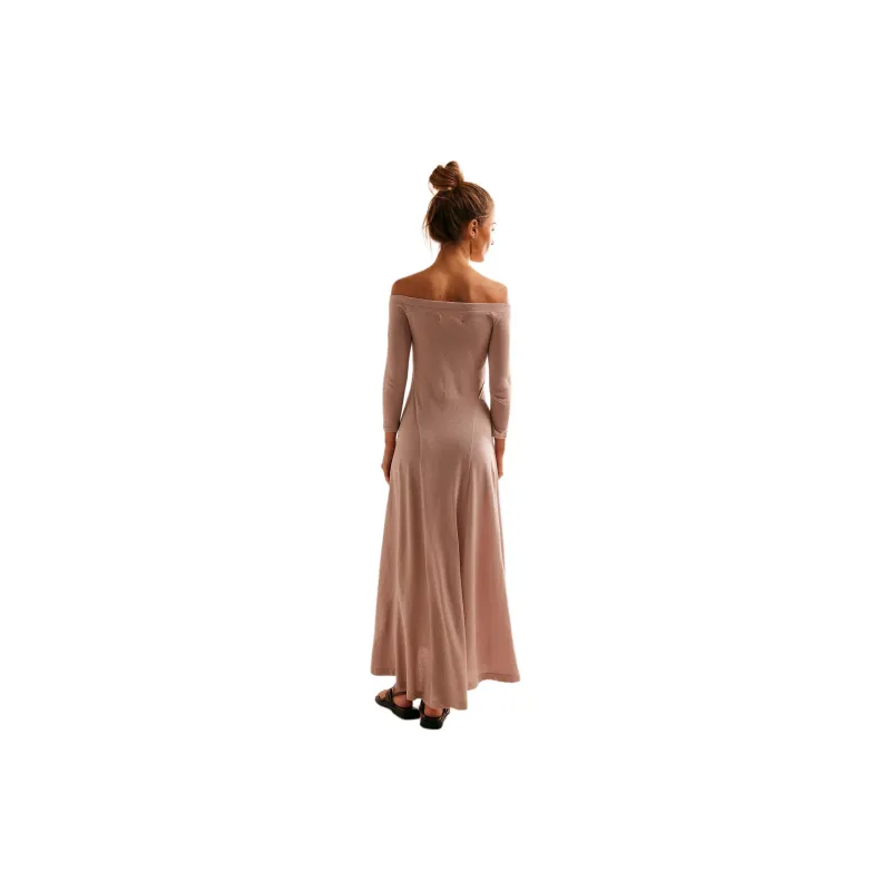FREE PEOPLE Carrie Midi Long-Sleeved Dresses Women's Cashmere/Pink-1