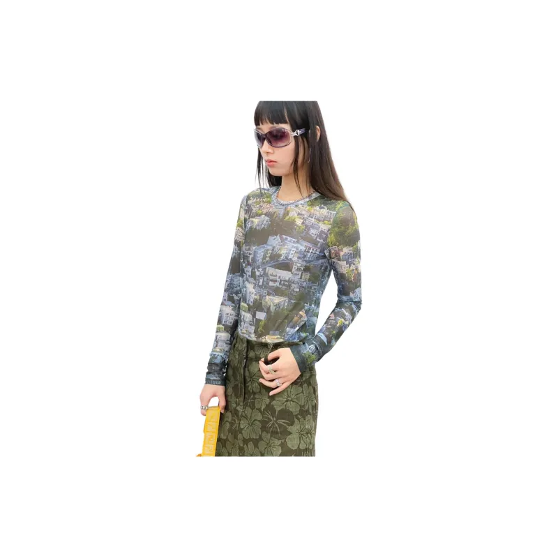 TAXIPHONE T Shirt Women's Green Print-3