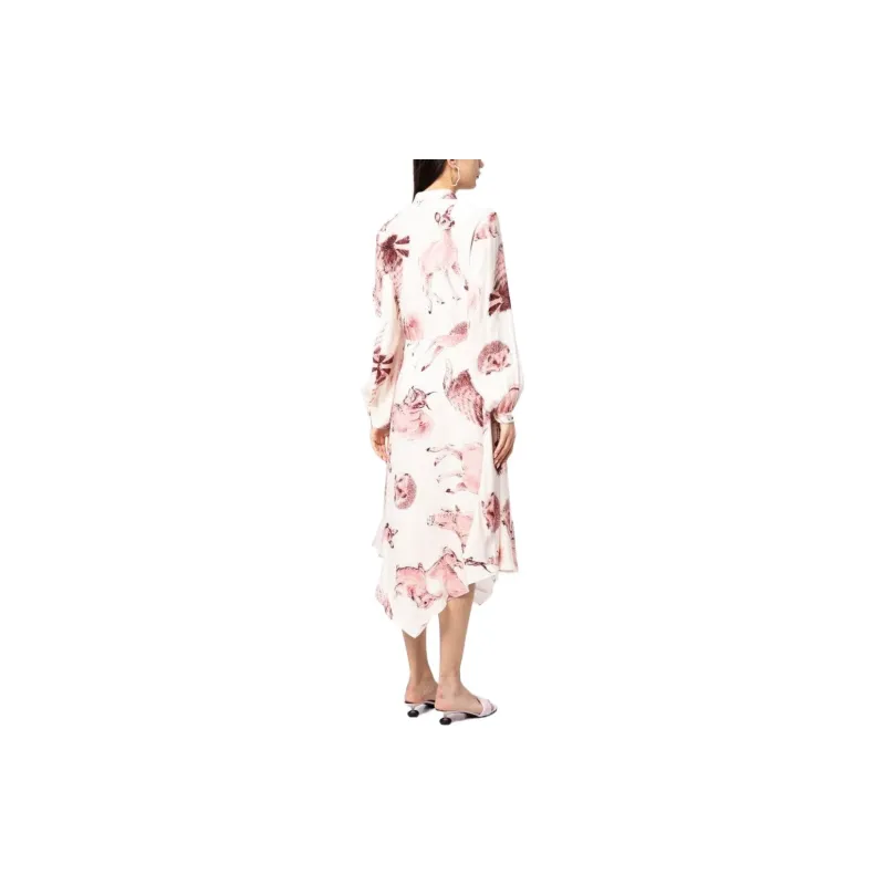 Stella McCartney Fauna print Asymmetric Silk Dress-2