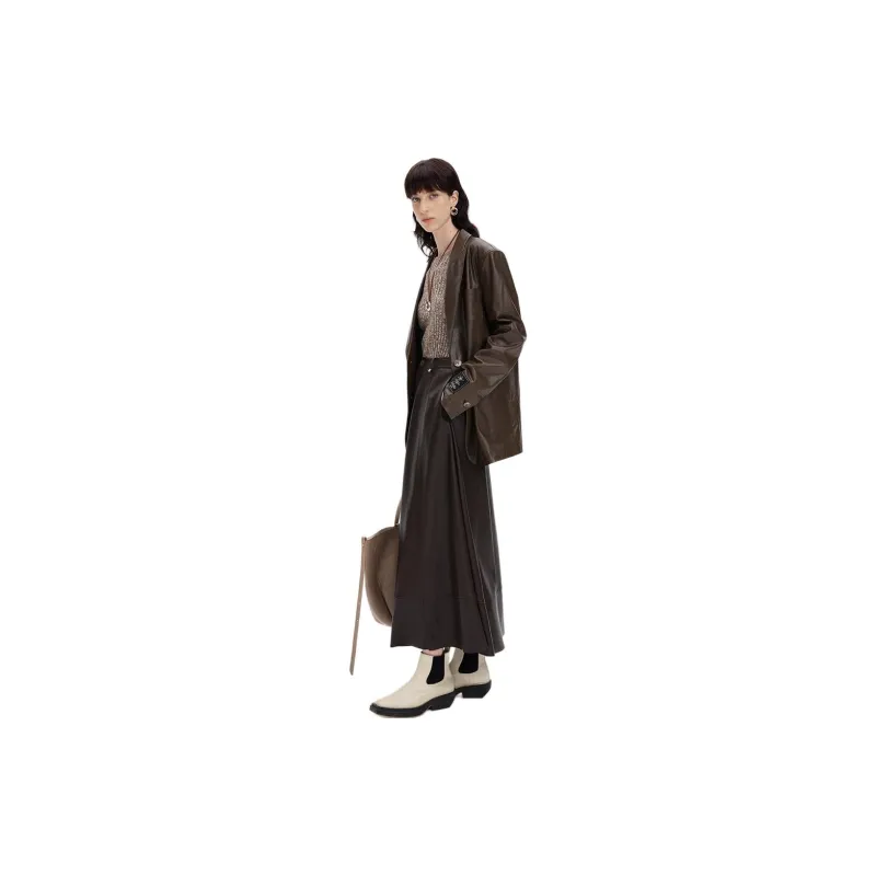 Self Who Business Suit Women's Oak Gray Brown-3