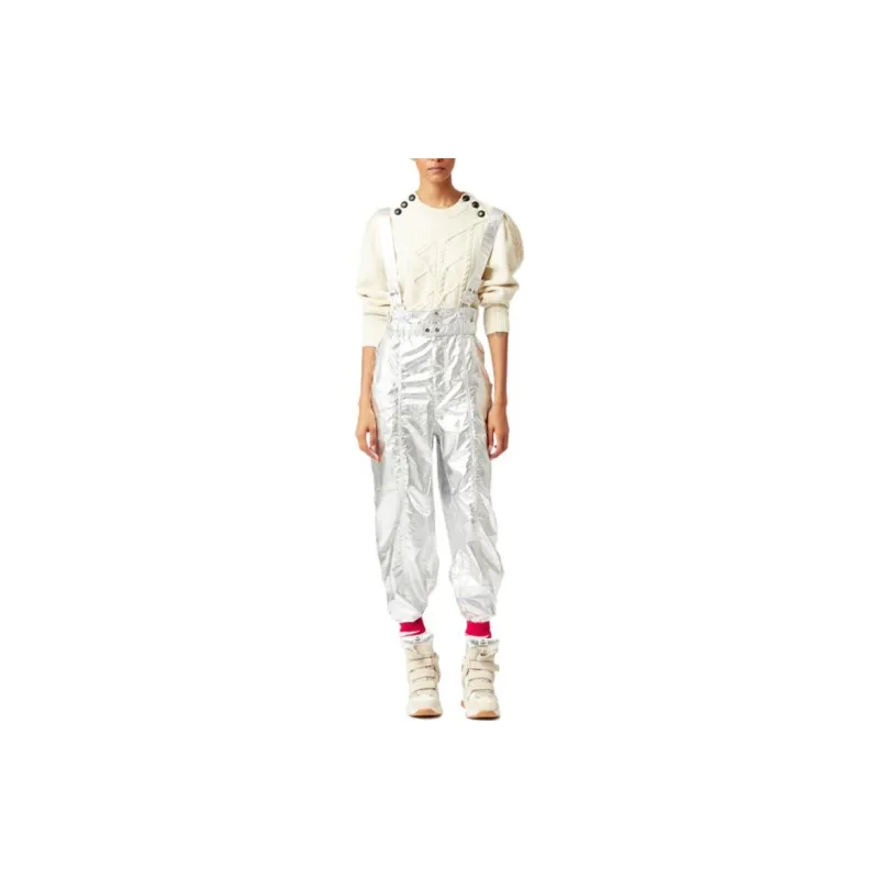 ISABEL MARANT Knitted Sweatpants Women's Silver-1
