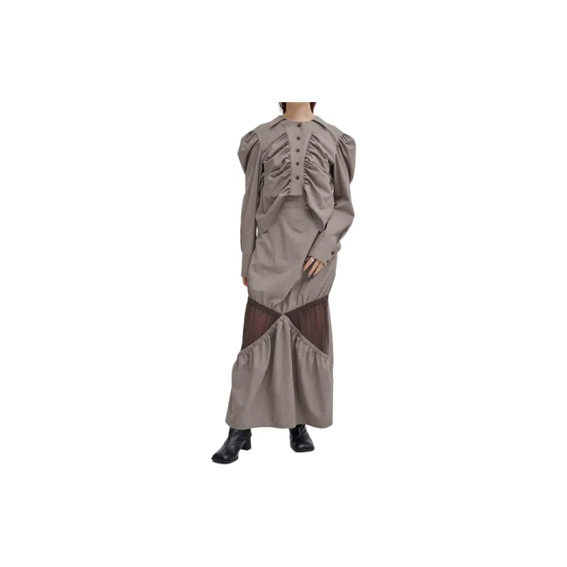UNITED TOKYO FW24 Casual Long Skirts Women's Light Brown-1