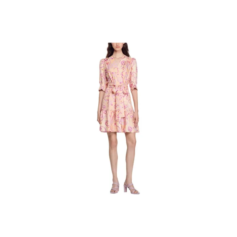 Sandro Short Sleeved Dresses Women's Peach Pink-1