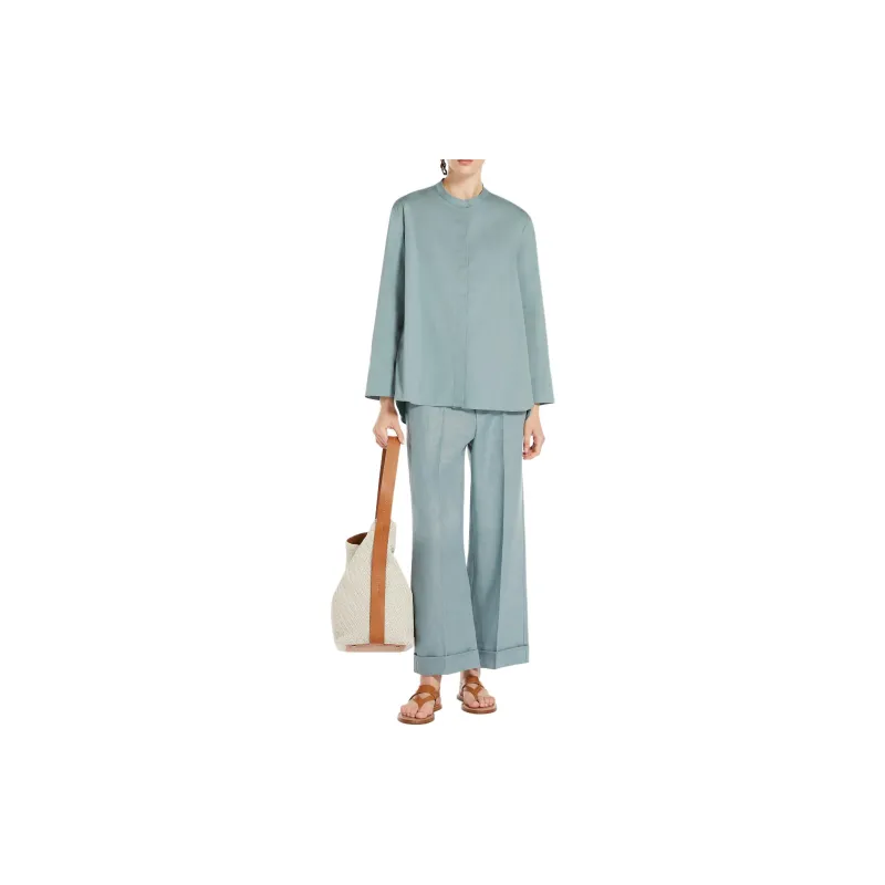 ’S MAX MARA Karina Collection Flared Poplin Shirt Shirt Women's Light Blue-2