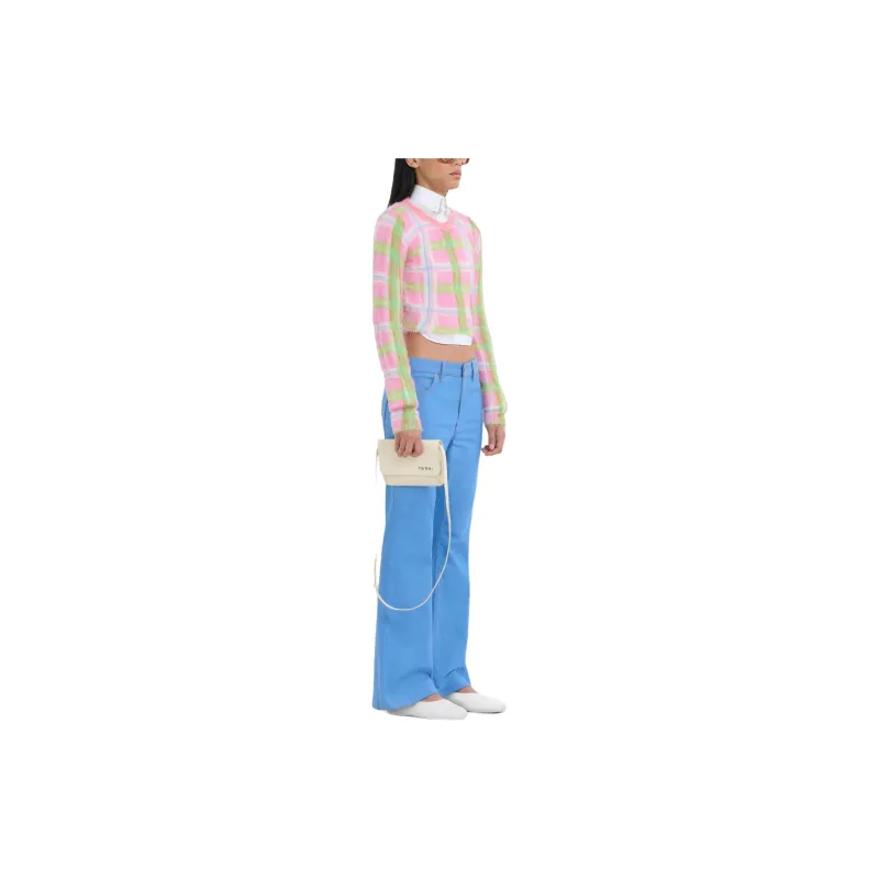 MARNI Fuzzy Wuzzy Printed Brushed Mohair V Neck Sweater 'Pink Gummy'-3