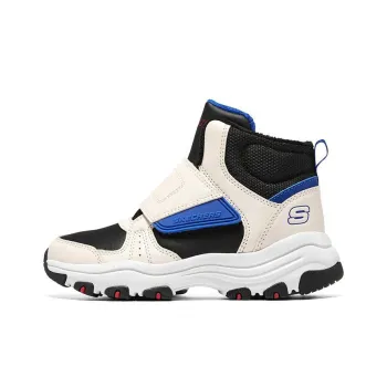 Skechers Abrasion Resistant Mid Top Kids Lifestyle Shoes Black White Blue Teenagers