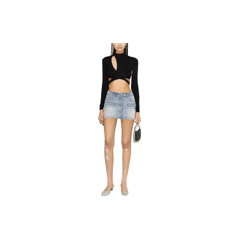 COURREGES Suspenders Denim Mini Skirt-2