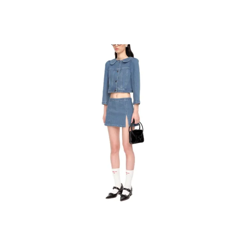 SHUSHUTONG Denim Jacket Women's Blue-1