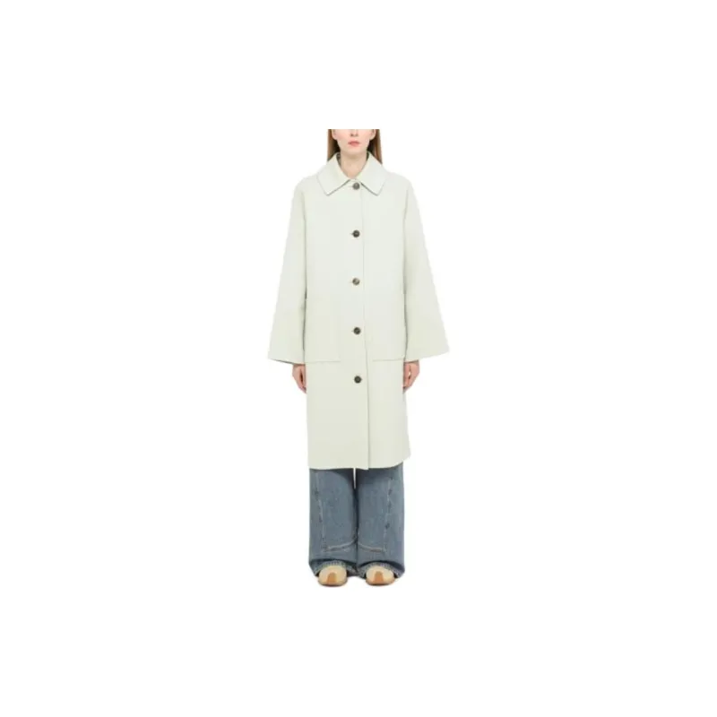 LOEWE Raglan Wool And Cashmere Coat Olive Green-1