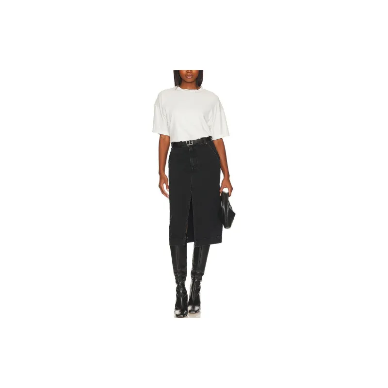 FREE PEOPLE Denim Long Skirts Women's Black-3