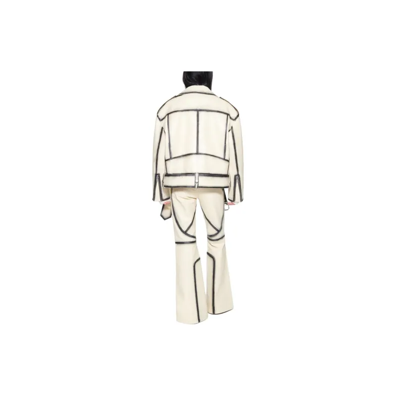 STAND STUDIO FW24 Leather Jacket Women's Feather White-2
