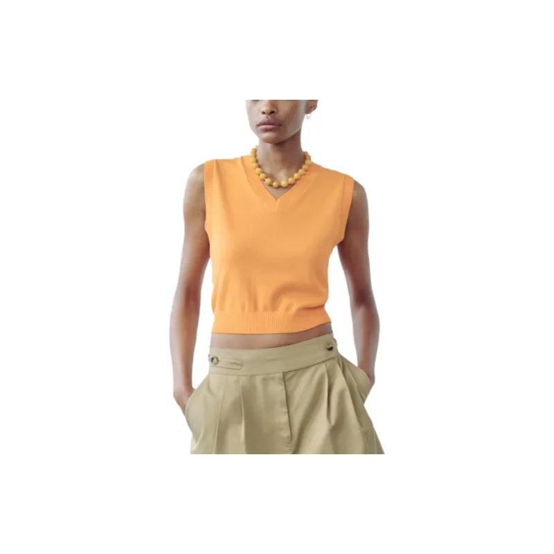 ZARA Tank Tops Women's Orange-2