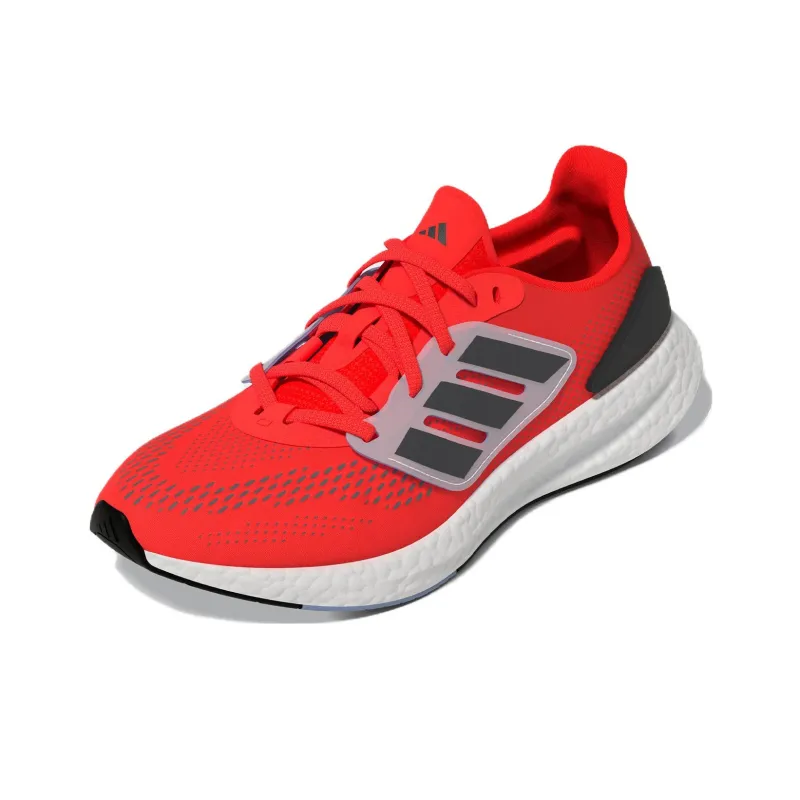 Adidas Pureboost 22 Breathable Low Top Running Shoes Black Red Teenagers-2
