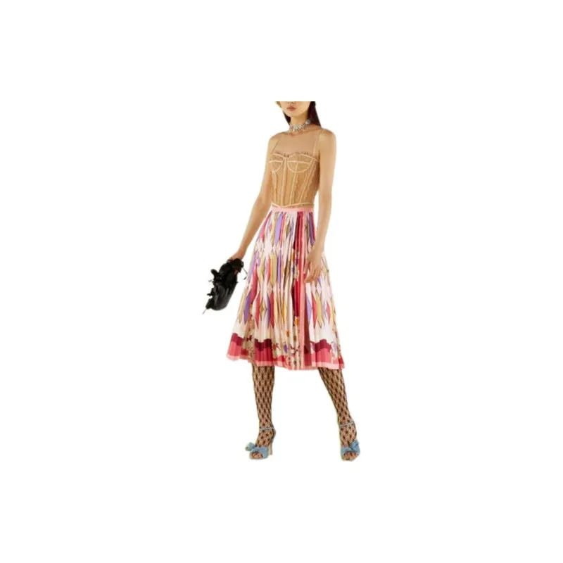 GUCCI Fw22 Tanabata Series Casual Long Skirts Women's Pink-2