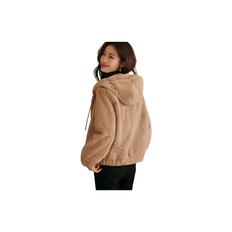 Mo Han Yi Mei Velvet feel Coat Women's Apricot-2