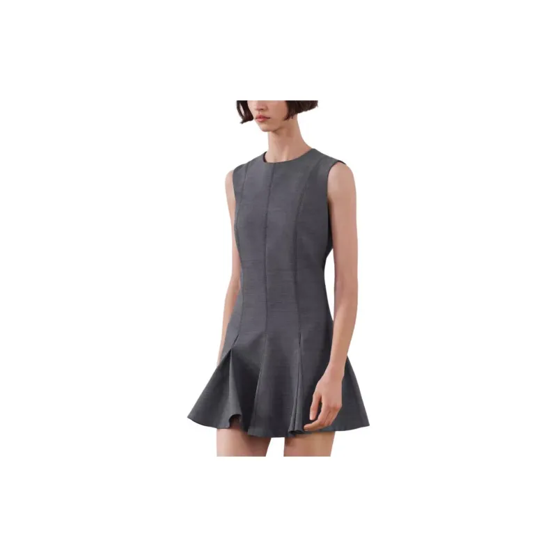 ZARA Sleeveless Dress Women's Zebra Print Gray-4